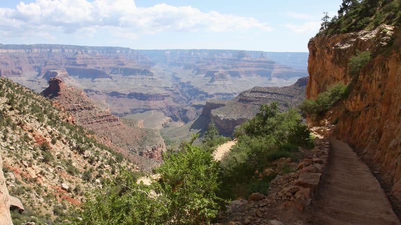 View from Bright Angel Trail at Grand Canyon National Park in winter, Arizona, USA.